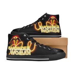wonder woman high canvas shoes for fan, women and men, wonder woman high top canvas shoes, wonder woman dc comics shoes