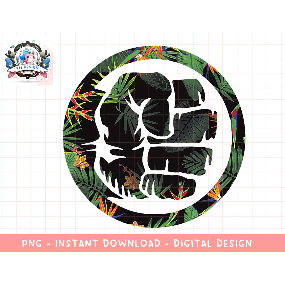Marvel Hulk Fist Smash Logo Tropical Pattern Graphic T-Shirt png, sublimation.jpg