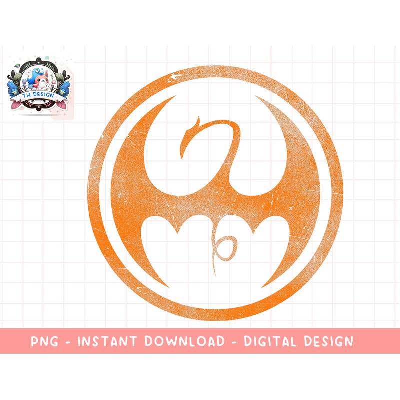 Marvel Iron Fist Dragon Logo Orange Tonal Cut-Out Halloween png, sublimation.jpg
