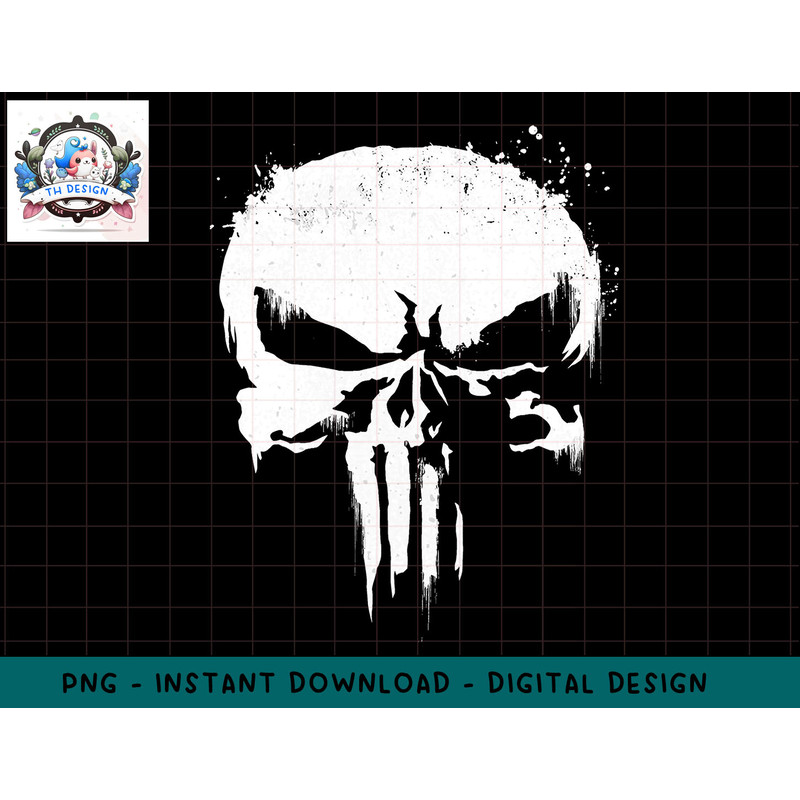 Marvel Punisher White Paint Splatter Skull Graphic T-Shirt png, sublimation.jpg