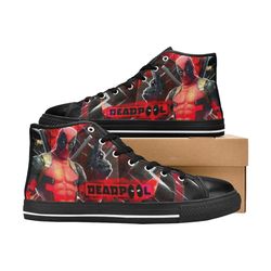 deadpool high canvas shoes for fan, women and men, deadpool marvel high top canvas shoes, deadpool marvel sneaker