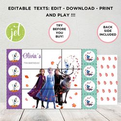frozen tic tac toe,  tic tac toe, personalized games, printable party favors