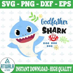 godfather shark  svg, cricut cut files, shark family doo doo doo vector eps, silhouette dxf, design for tsvg , clothes,s