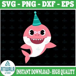 grandma birthday shark svg, cricut cut files, shark family doo doo doo vector eps, silhouette dxf, design for tsvg , clo