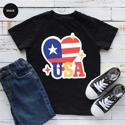 trendy heart toddler t shirt, american flag youth shirt, fourth of july onesie, independence day gift for kids, patrioti