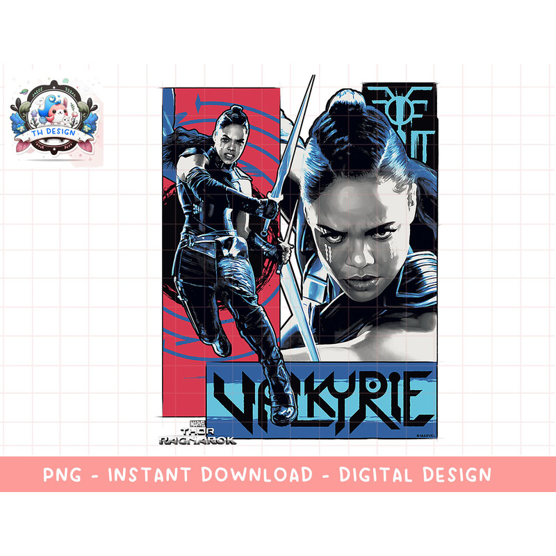 Marvel Thor Ragnarok Valkyrie Character Action Panel T-Shirt png, sublimation.jpg