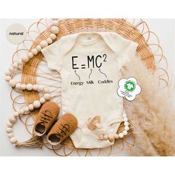 EMC2 Onesies, Organic Cotton Science Baby Bodysuit, Funny Baby Clothes, Baby Boy Gift, EMC2 Natural Onesie, Cute Baby On