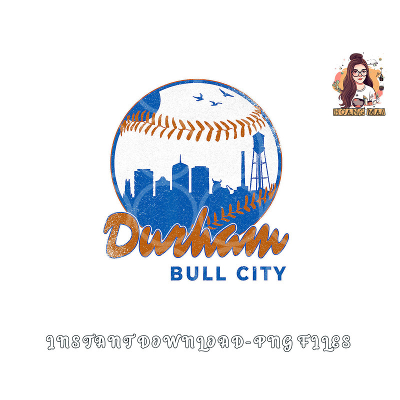 Durham Baseball Skyline Classic Bull City North Carolina png, digital download copy.jpg
