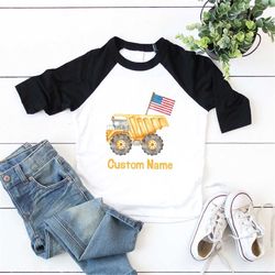 4th of july kids shirts, construction baby boy onesie, custom usa toddler outfit, personalized patriotic gifts, american