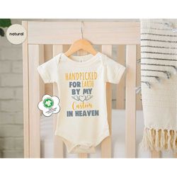 Handpicked For Earth By My Custom In Heaven Onesie, Custom Organic Cotton Baby Bodysuit, Baby Shower Gift, Personalized