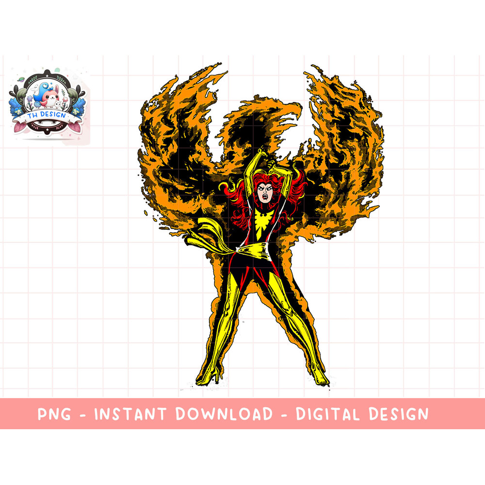 Marvel X-Men Dark Phoenix Fire Classic Graphic T-Shirt png, sublimation.jpg