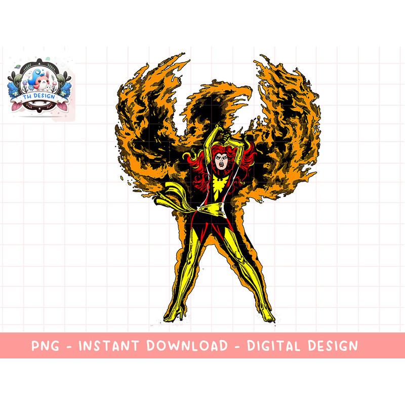 Marvel X-Men Dark Phoenix Fire Classic Graphic T-Shirt png, sublimation.jpg