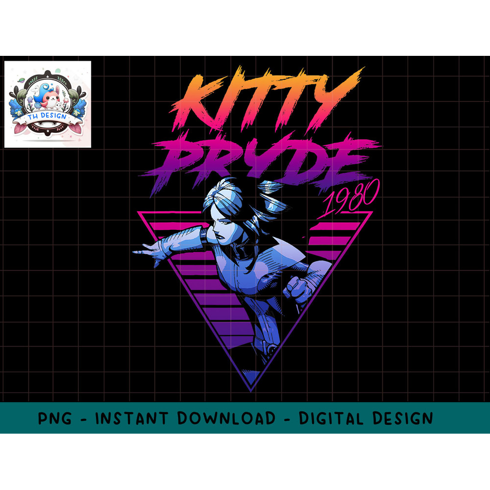 Marvel X-Men Kitty Pryde Retro Neon Triangle Graphic T-Shirt png, sublimation.jpg