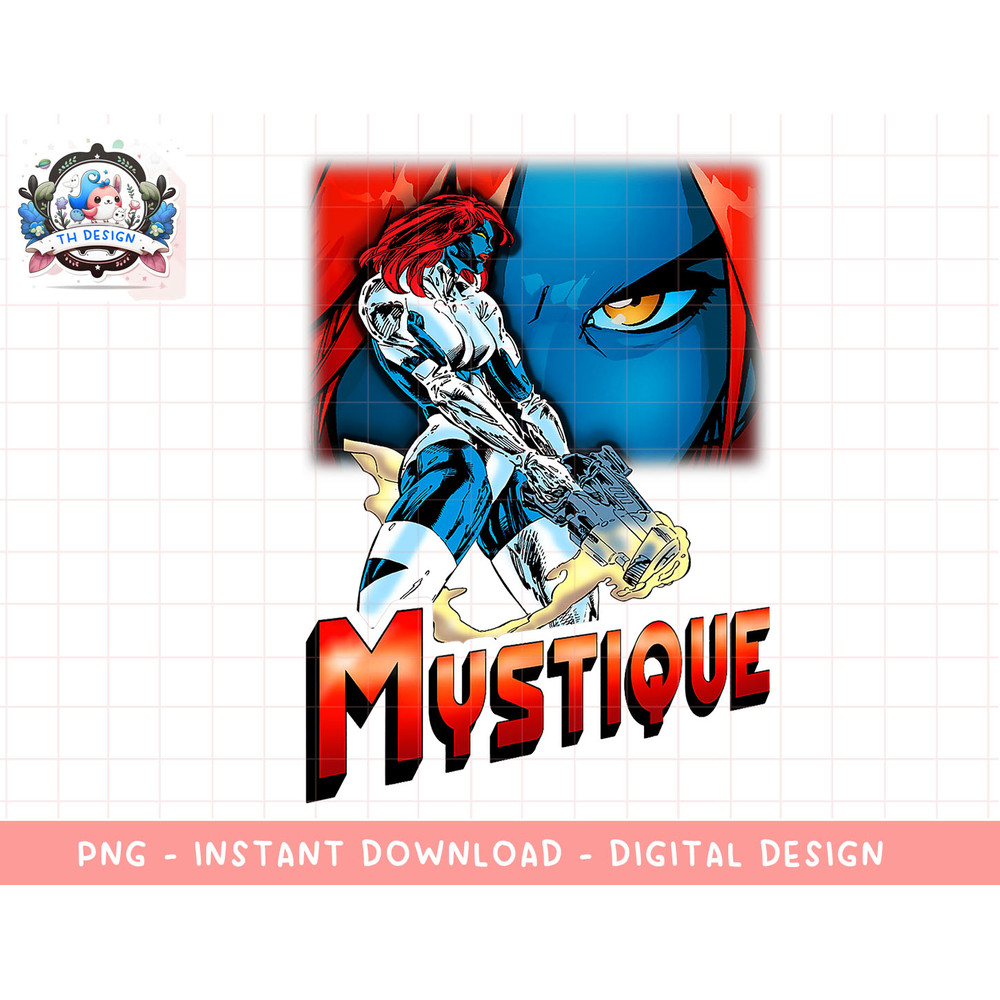 Marvel X-Men Mystique Weapons Ready Close-Up Graphic T-Shirt png, sublimation.jpg