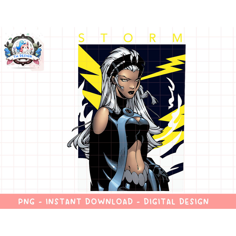Marvel X-Men Storm Boltage Voltage Poster Graphic T-Shirt png, sublimation.jpg