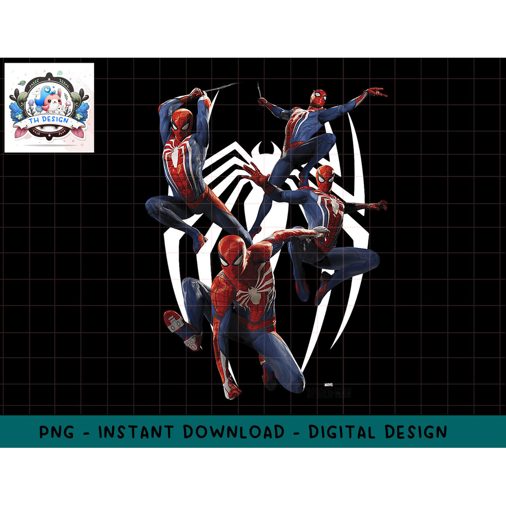 Marvels Spider-Man Game Action Poses Graphic T-Shirt png, sublimation.jpg