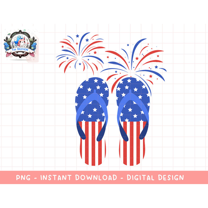 Memorial Day 4th of July Holiday Patriotic Flip Flops png, sublimation.jpg