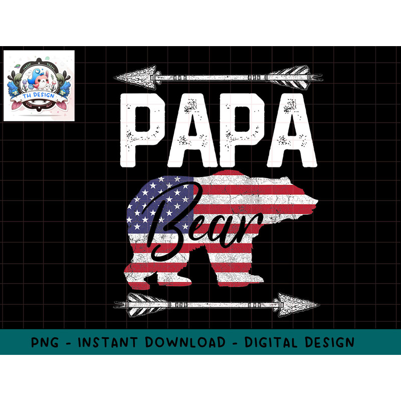 Mens Papa Bear American Flag 4th of July Fathers Day Gift Dad png, sublimation.jpg