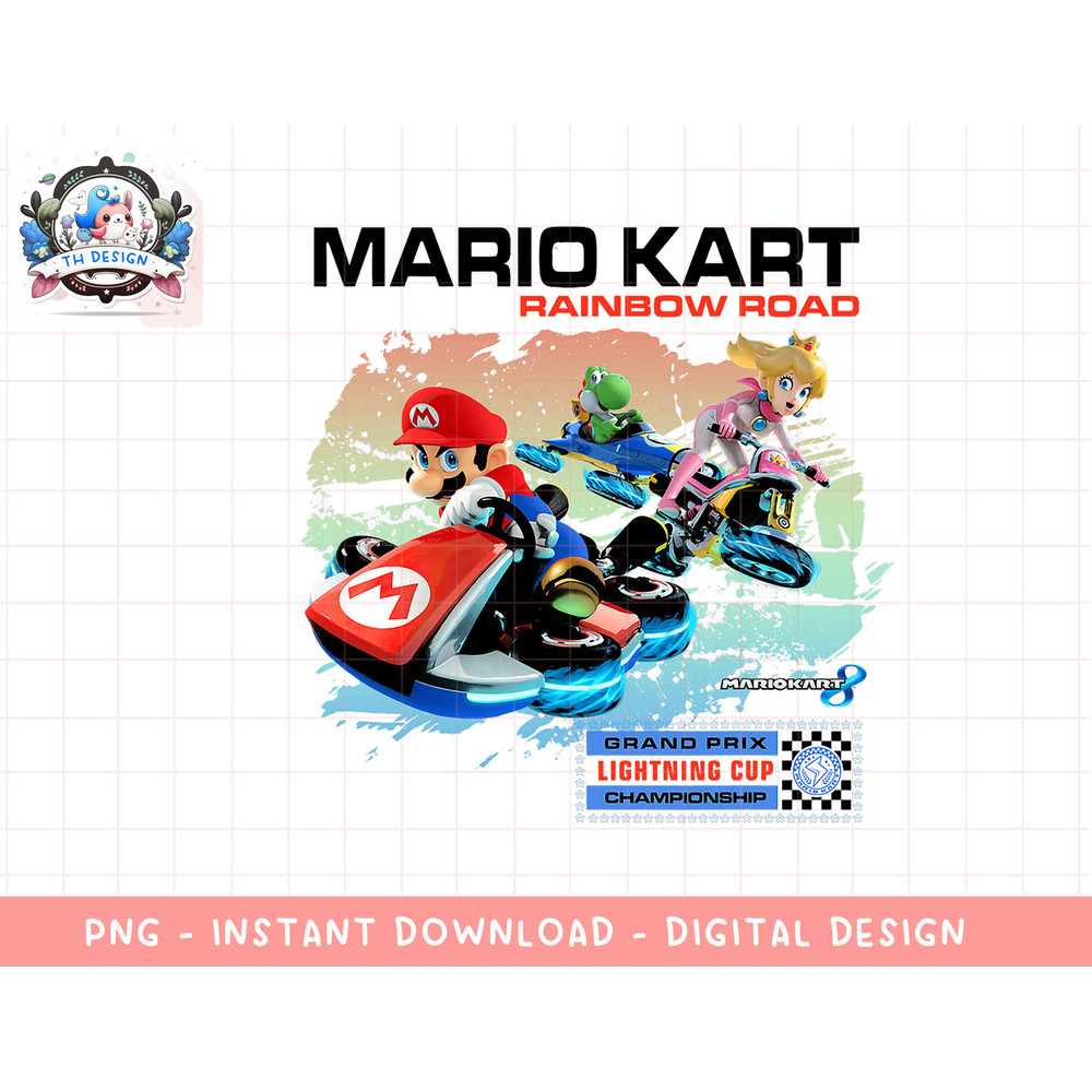 Nintendo Mario Kart Rainbow Road Watercolor Graphic T-Shirt png, sublimation.jpg
