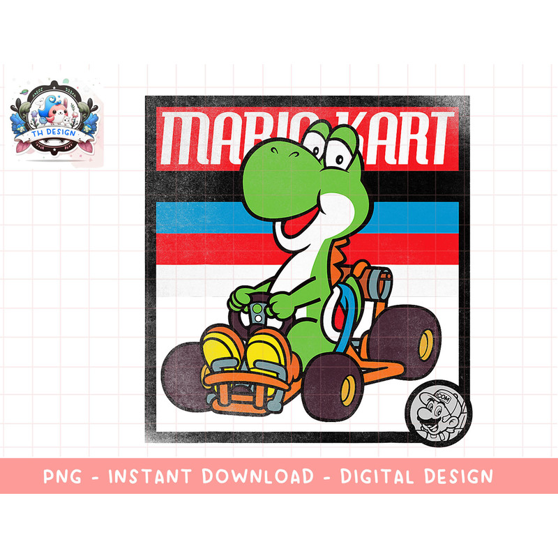 Nintendo Mario Kart Yoshi Old School Graphic T-Shirt png, sublimation.jpg