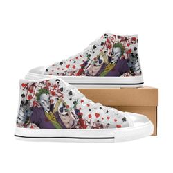 joker high canvas shoes for fan, women and men, joker high canvas shoes, joker dc comics sneaker, joker shoes