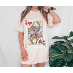 queen of hearts graphic tee shirt, oversized tee, comfort colors tee, vintage feminist tee, queen of hearts t-shirt, gra