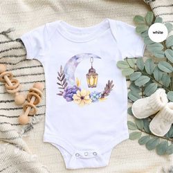 kids ramadan outfit, muslim youth shirts, ramadan gift for kids, floral toddler tshirts, cute baby girl onesie, eid muba