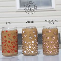 valentine cup iced coffee glass, be mine glass can with lid straw, valentine coffee cup for best friends coffee lover gi