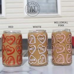 valentine cup iced coffee glass, be mine glass can with lid straw, valentine coffee cup for best friends coffee lover gi