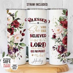 christian affirmation tumbler - affirmation gift for mother's day - bible affirmations tumbler - luke 1:45- religious bl