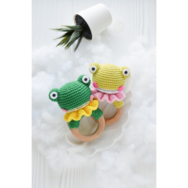 Crochet baby rattle little frog cute baby shower gift | Inspire Uplift
