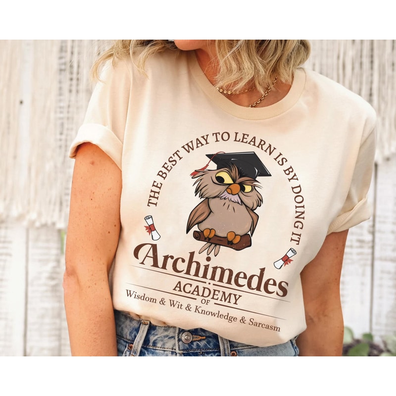 Archimedes Academy Knowledge Sarcasm Shirt Sword In The Stone Owl Walt Disney World T-shirt Disneyland Family Trip Magic Kingdom - 1.jpg