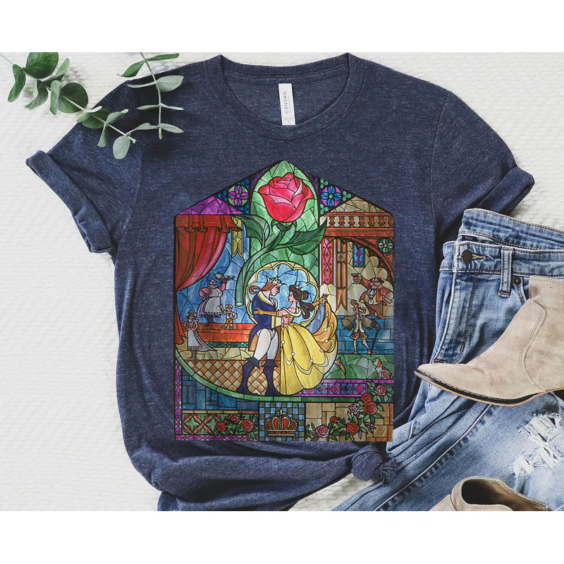 Beauty and The Beast Stained Glass Rose Graphic Sweatshirt  Disney Belle Princess Shirt  Walt Disney World T-shirt  Disneyland Trip - 5.jpg