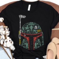 boba fett silhouette helmet star war shirt/ sta