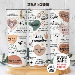 mental health awareness tumbler ,daily reminder tumbler, 20oz daily reminders tumbler , gift for her, daily reminders
