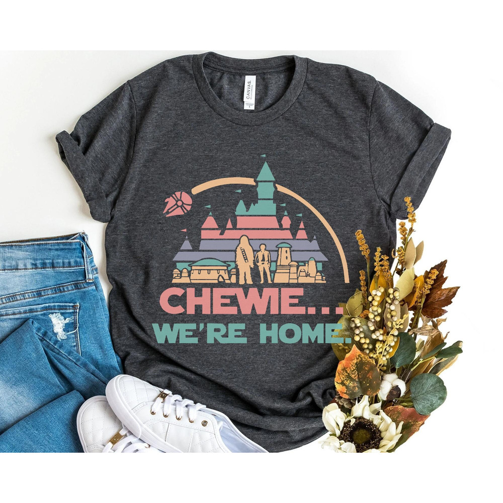 Chewie We're Home Chewbacca Disney Castle Pastel Color Sweatshirt Star Wars Disney Shirt Galaxy's Edge Disneyland Park Trip Funny Gift - 3.jpg