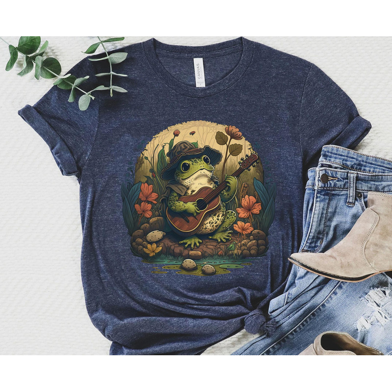 Cottagecore Aesthetic Frog Shirt Vintage Frog Playing Banjo On Mushroom Tee Cute Frog Lover Gift Goblincore Mushroom Frog Sweatshirt - 2.jpg