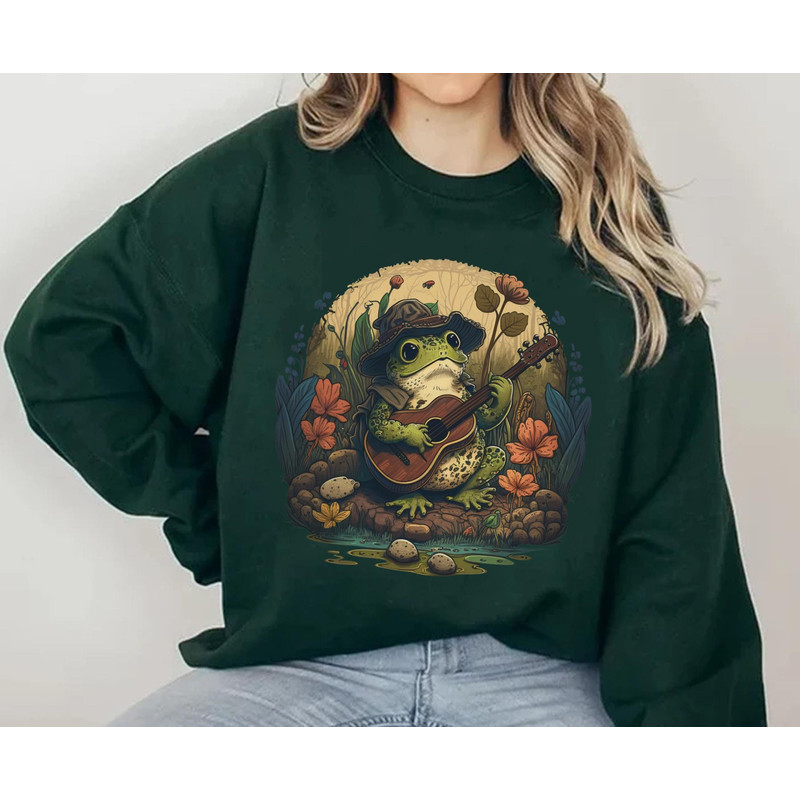 Cottagecore Aesthetic Frog Shirt Vintage Frog Playing Banjo On Mushroom Tee Cute Frog Lover Gift Goblincore Mushroom Frog Sweatshirt - 4.jpg