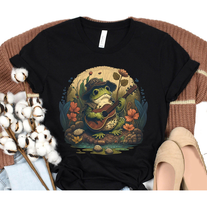 Cottagecore Aesthetic Frog Shirt Vintage Frog Playing Banjo On Mushroom Tee Cute Frog Lover Gift Goblincore Mushroom Frog Sweatshirt - 5.jpg