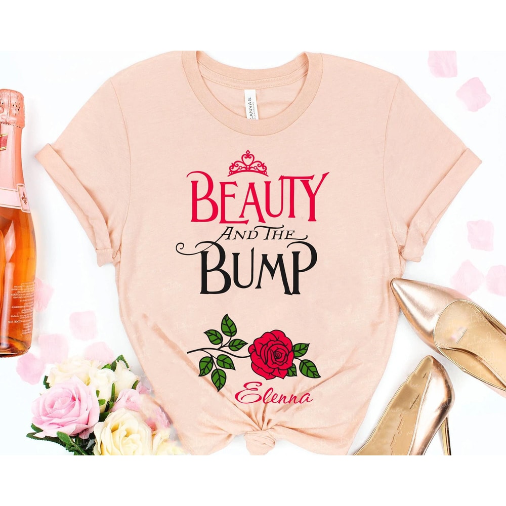 Custom Belle Beauty and The Bump Shirt Disney Pregnancy Announcement Beauty and The Beast To Be Mommy Mother's Day Gift - 4.jpg