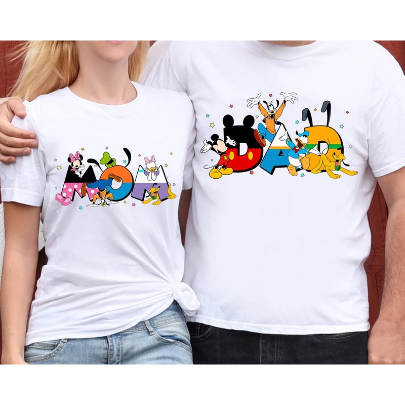 Custom Disney Mom and Dad Mickey And Friends Shirt Mommy Daddy Matching Mother's Day Father's Day Disney Couple Matching Shirt - 1.jpg