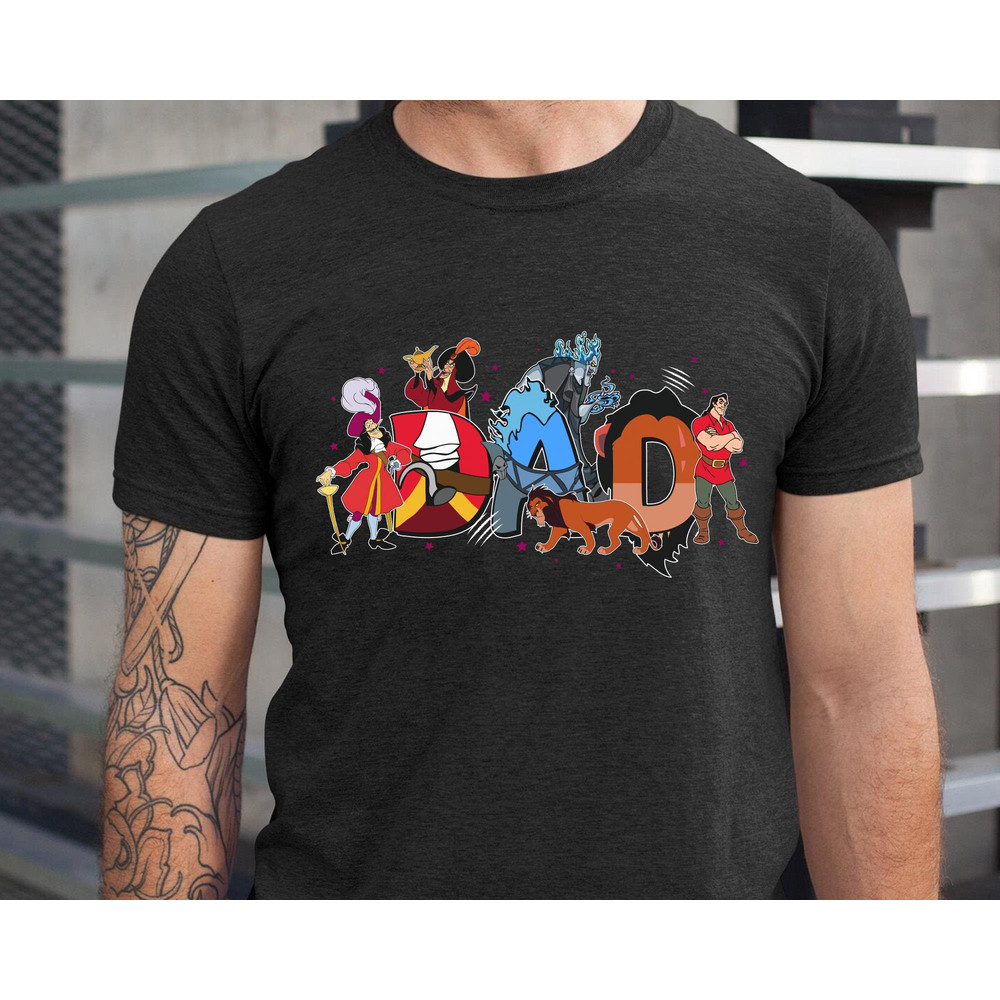 Custom Disney Villains Dad Shirt Hades Captain Hook Scar Jafar Gaston T-shirt Personalized Nickname Father's Day Gift Disneyland Trip - 2.jpg
