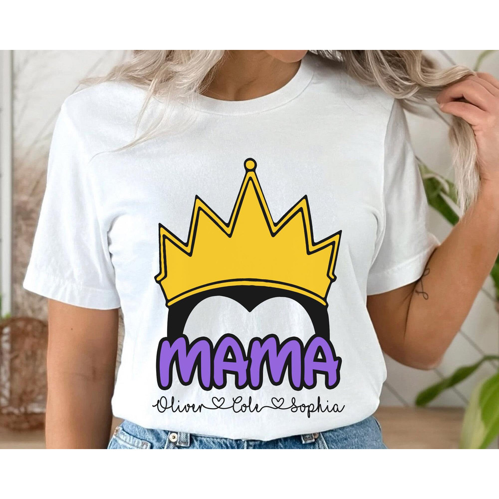 Custom Disney Villains Evil Queen Snow White Seven Dwarfs Mama Shirt Personalized Nickname Tee  Mommy And Me Matching  Mother's Day Gift - 1.jpg