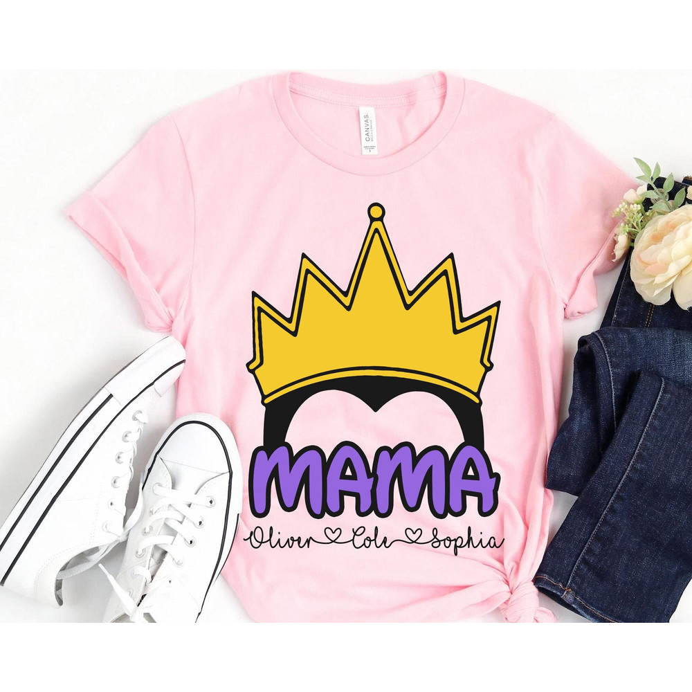 Custom Disney Villains Evil Queen Snow White Seven Dwarfs Mama Shirt Personalized Nickname Tee  Mommy And Me Matching  Mother's Day Gift - 2.jpg