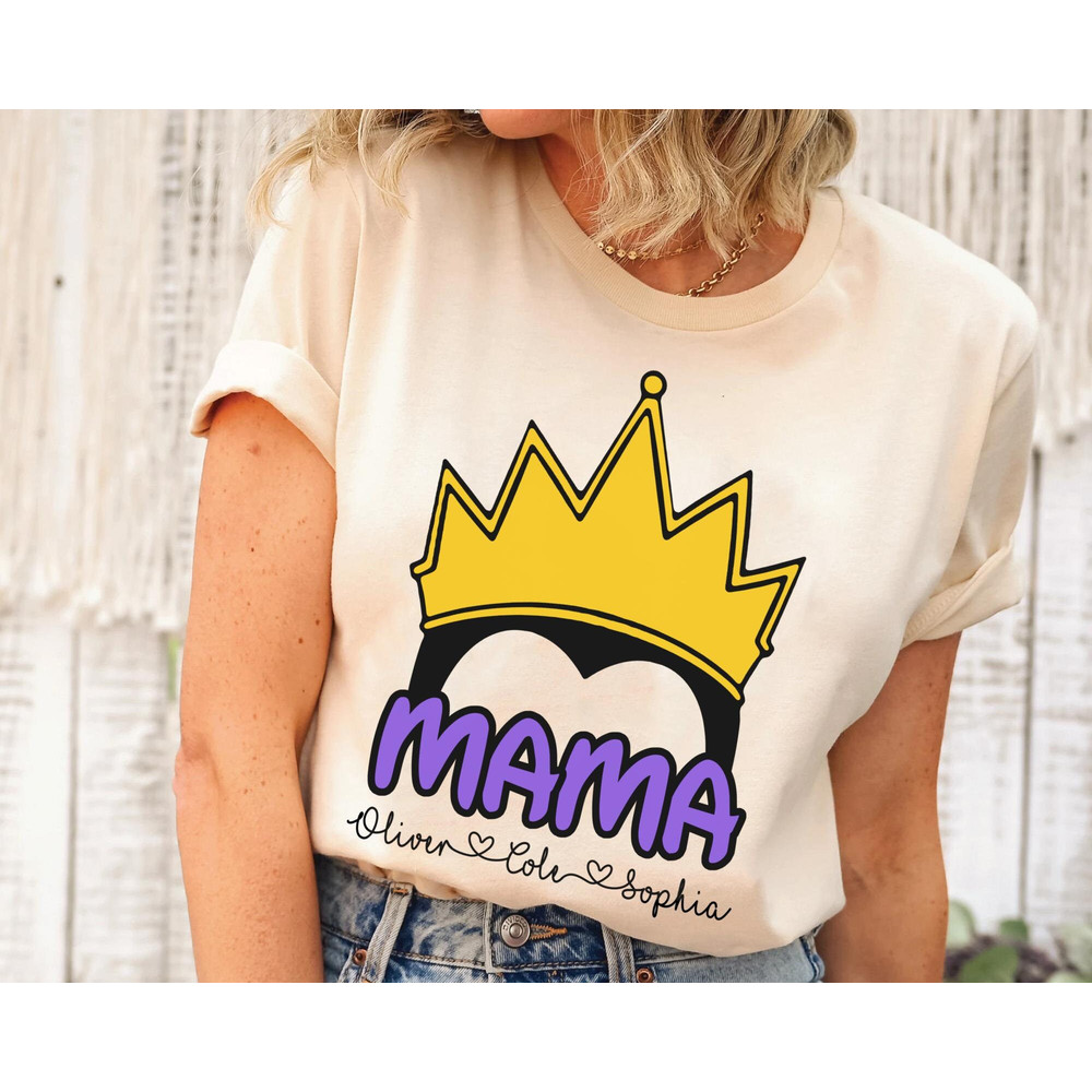 Custom Disney Villains Evil Queen Snow White Seven Dwarfs Mama Shirt Personalized Nickname Tee  Mommy And Me Matching  Mother's Day Gift - 3.jpg