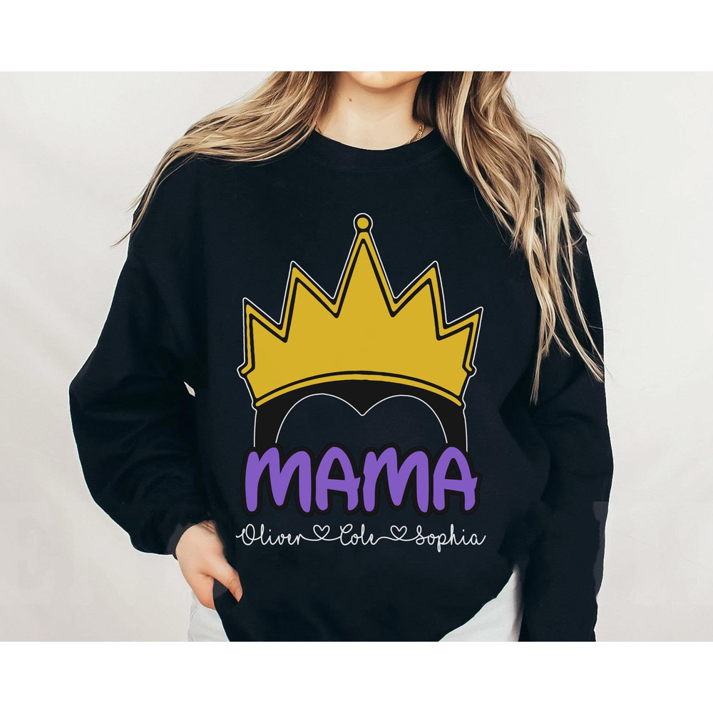 Custom Disney Villains Evil Queen Snow White Seven Dwarfs Mama Shirt Personalized Nickname Tee  Mommy And Me Matching  Mother's Day Gift - 4.jpg