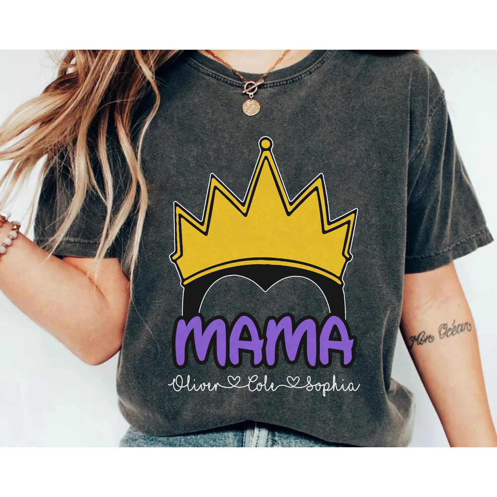 Custom Disney Villains Evil Queen Snow White Seven Dwarfs Mama Shirt Personalized Nickname Tee  Mommy And Me Matching  Mother's Day Gift - 5.jpg