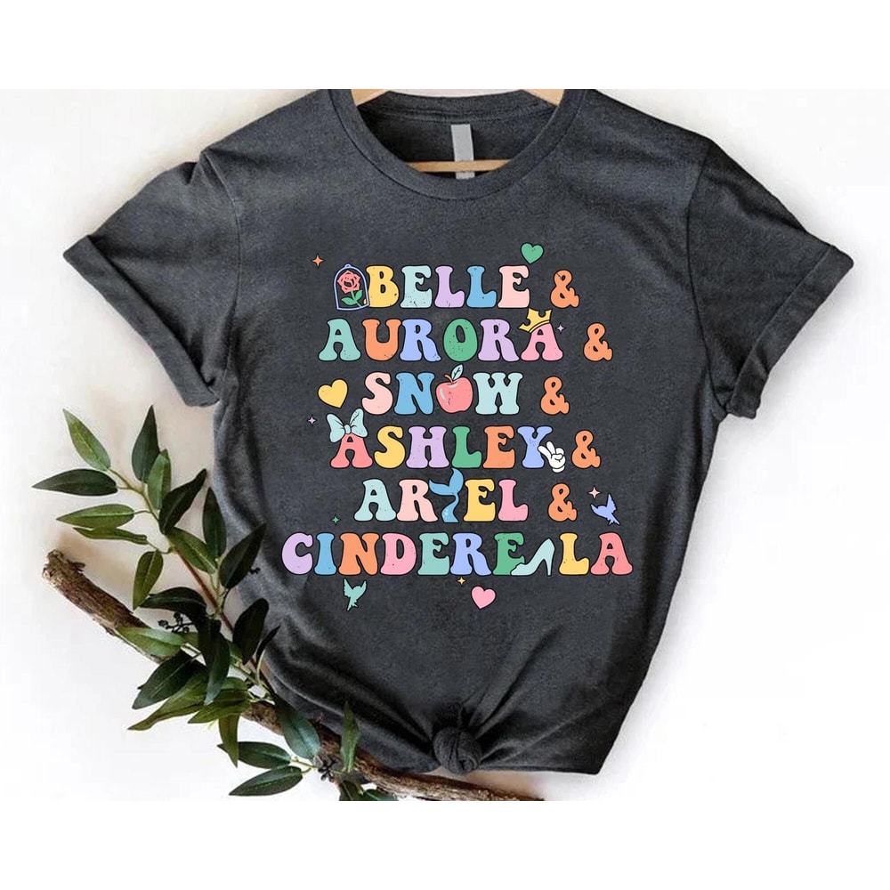 Custom Kid Name Disney Princess Belle Aurora Snow Cinderella Ariel Shirt Disney Birthday T-shirt Walt Disney World Disney Girl Trip - 4.jpg