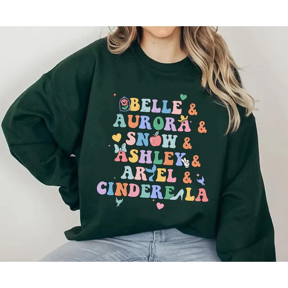 Custom Kid Name Disney Princess Belle Aurora Snow Cinderella Ariel Shirt Disney Birthday T-shirt Walt Disney World Disney Girl Trip - 5.jpg