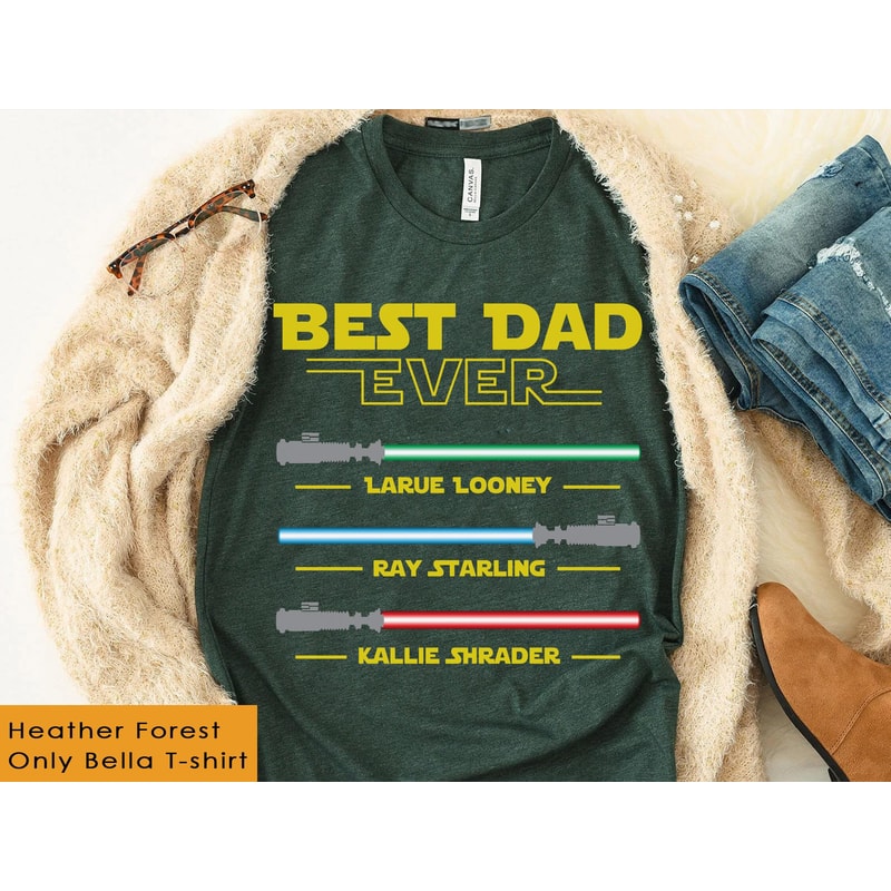 Custom Lightsabers Best Dad Ever with Kids Name Shirt Star Wars Dad T-shirt Father's Day Gift Ideas Personalized Dad in the Galaxy Tee - 3.jpg
